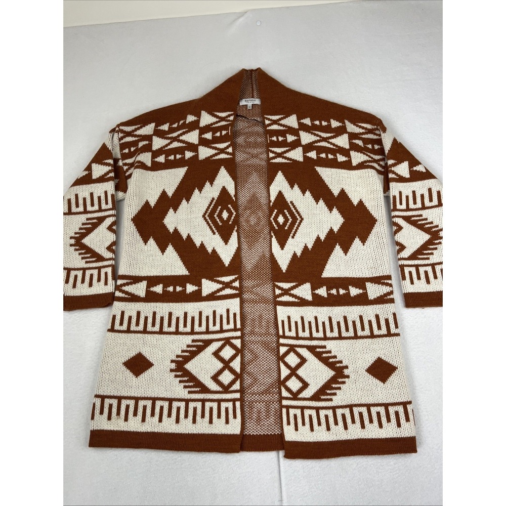 Bartolini Womens S Cardigan Open Front Sweater Wool Blend Aztec Print ITALY